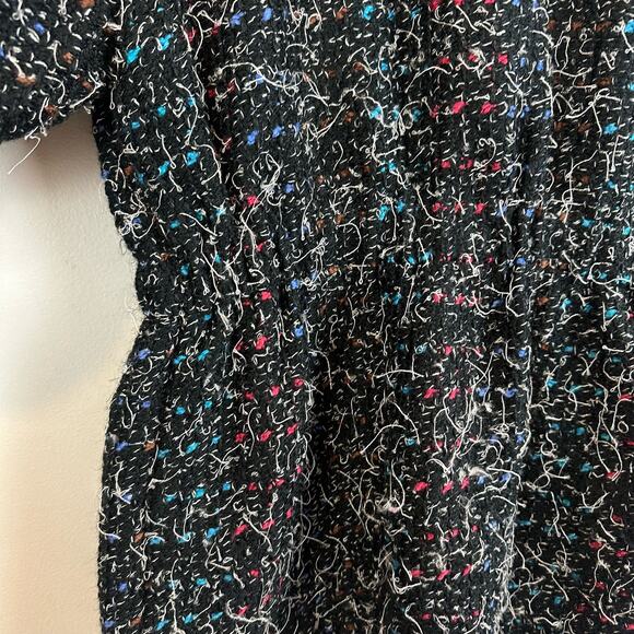 Doncaster Vintage 80s Black Textured Confetti Sweater Jacket Blazer Cardigan 4 S - Picture 4 of 10
